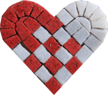Red White Heart Pixel Art Passion Mosaic