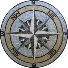 Floor Medallion Nautical Earth Colors Compass Mosaic