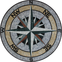 Marble Mosaic Medallion Earth Tones Compass