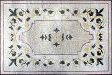 CR144 Black White & Gold Floral Design Floor Mosaic