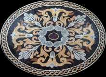 CR153 Colorful Oval Floral Design on Black Mosaic
