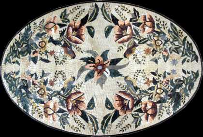 CR203 Oval beautiful floral art Mosaic