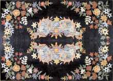 CR256 Colorful Symmetry Floral on Black Floor  Mosaic
