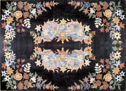 CR256 Colorful Symmetry Floral on Black Floor  Mosaic