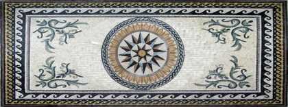 Flower with Wave Border Floor Mosaic