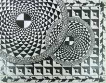 Black and White Rotating Illusion Mosaic