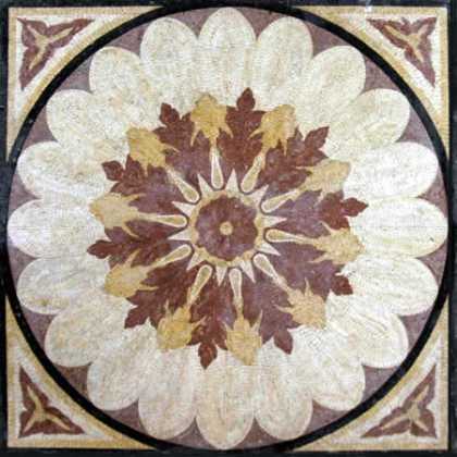 CR5 Burgundy gold & white beautiful flower Mosaic