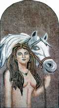 Nude Lady with Horse Arched Mosaic