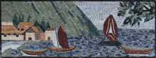 LS145 Exquisite Landscape Boat Ocean Life Wall Mosaic