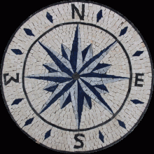 Floor Medallion Compass Blue Star Round Mosaic