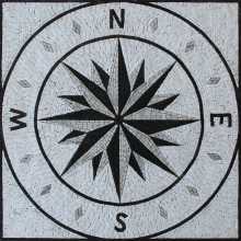 Greyscale Mosaic Compass Square Tile