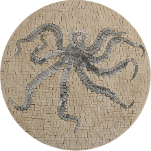 Abstract Octopus Round Bathroom Decor Mosaic